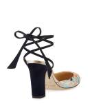 Lucia Floral Satin 85mm Ankle-Wrap Sandal, Orange/Camellia