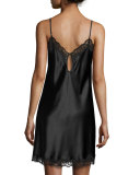 Lace-Trimmed Silk Chemise, Ivory/Black