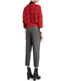 Paillette Chevron Cropped Pants, Onyx