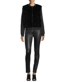 Dylin Fur & Knit Jacket, Black