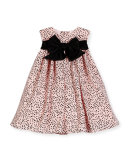 Sleeveless Polka-Dot Shift Dress, Pink/Black, Size 12-18 Months