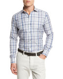Large Check Sport Shirt, Dark Blue Check