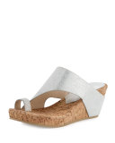 Gille Asymmetric Wedge Slide Sandal, Silver