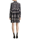 Sal Lace-Inset Printed Shirtdress, Rosaline