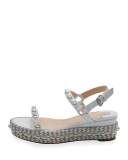 Cataconico Patent 60mm Wedge Red Sole Sandal, White