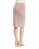 Cynthia Suede Pencil Skirt, Rose