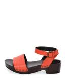 Embossed-Leather Clog Sandal, Fire