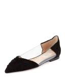 B-Drape Suede Ballerina Flat, Nero
