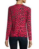 Cashmere Leopard-Print Crewneck Sweater