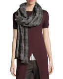 Cashmere Check Scarf, Gray/Black 