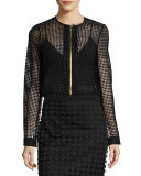 Chain Lace Cropped Jacket, Black