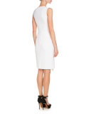 Sleeveless Tie-Waist Sheath Dress, White