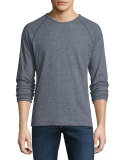 Mini-Stripe Raglan-Sleeve Knit Sweater, Navy