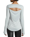 Wave Long-Sleeve Sport Top, Light Gray