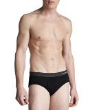 Stretch-Cotton Midi Briefs, Black/White