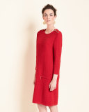 Sand-Stitched Zip-Pocket Shift Dress