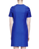 Wrap-Around-Zip Stretch Woven Dress, Royal Blue