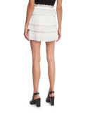 Sevy Tiered Plissé Skirt, White