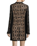 Long-Sleeve Lace Shift Dress