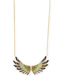 18k Gold Multi-Stone Wing Pendant Necklace
