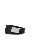 Nylon Belt w/Logo Plaque Buckle, Black