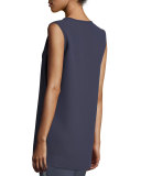 Sleeveless Beaded-Stripe Blouse