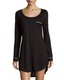 Bella Long-Sleeve Sleepshirt, Black/Ivory