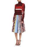 Colorblock Turtleneck Sweater, Red