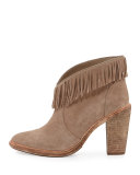 Loren Fringe Suede Bootie, Mousse Tan