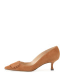 Bottopla Square-Detail Suede Pump, Luggage