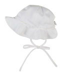 Bow-Trim Twill Sun Hat, White, Newborn