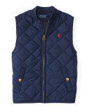 Matte Quilted Baseball Vest, Navy, Size 2-7