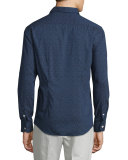 Multicolor-Squares Long-Sleeve Sport Shirt, Navy