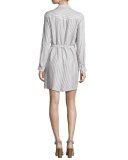 Willa B Striped Belted Shirtdress, White