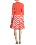 Sleeveless Godet A-Line Dress, Coral/Blush