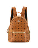 Stark Visetos Side-Stud Small Backpack, Cognac