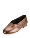 Maxwell Metallic Leather Flat, Bronze
