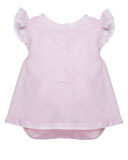 Sleeveless Lace-Trim Stretch Jersey Play Dress, Pink, Size 1-9 Months