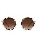 Conti Gradient Aviator Sunglasses, Black/White/Gold