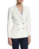 Double-Breasted Stretch Blazer, Soft White