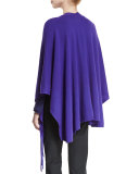 Wool-Blend Fringe Cape, Imperial Purple