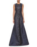 Sleeveless Embellished-Front Gown, Starling