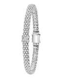 Silver Caviar Diamond X Bracelet with 18k Gold, 6mm