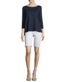 Denim Bermuda Shorts, White