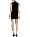 Viven Velvet Dress w/Lace Trim, Black