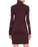 Cutout Long-Sleeve Tunic Dress, Mangosteen