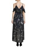 Rockefeller Floral-Print Cold-Shoulder Maxi Dress, Black