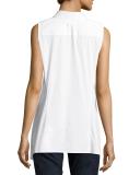 Hollyn Sleeveless Sharkbite-Hem Blouse, White