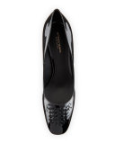Intrecciato-Toe Patent 80mm Pump, Black