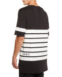 Striped Oversized Logo T-Shirt, Black